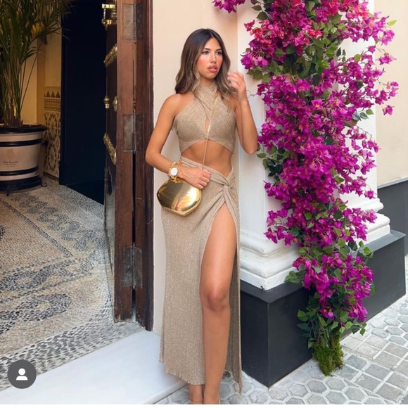 Zara METALLIC THREAD WRAP KNIT TOP - Picture 2 of 9